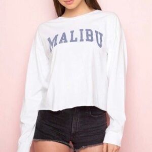 Brandy Melville White Long Sleeve 'Malibu' Shirt